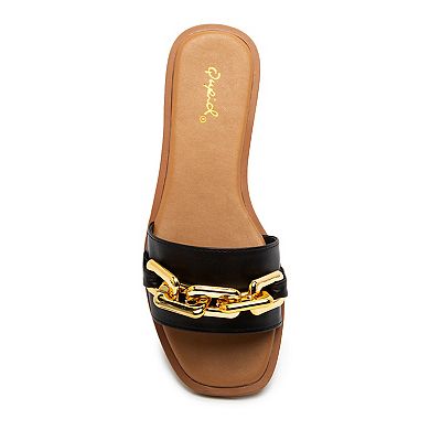 Qupid Indigo-27 Women's Chain Slide Sandals