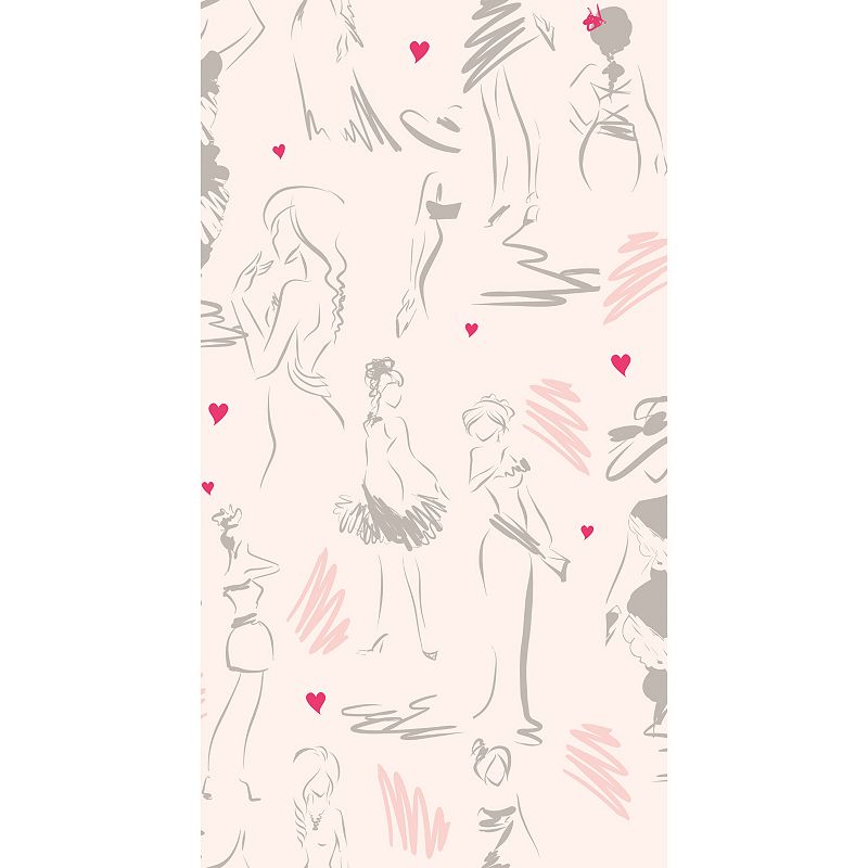 RoomMates Glamour Peel & Stick Wallpaper, Pink