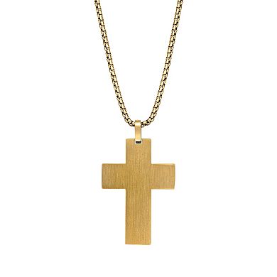 Men's LYNX Black & Gold Tone Ion Plated Stainless Steel Cross Pendant Necklace