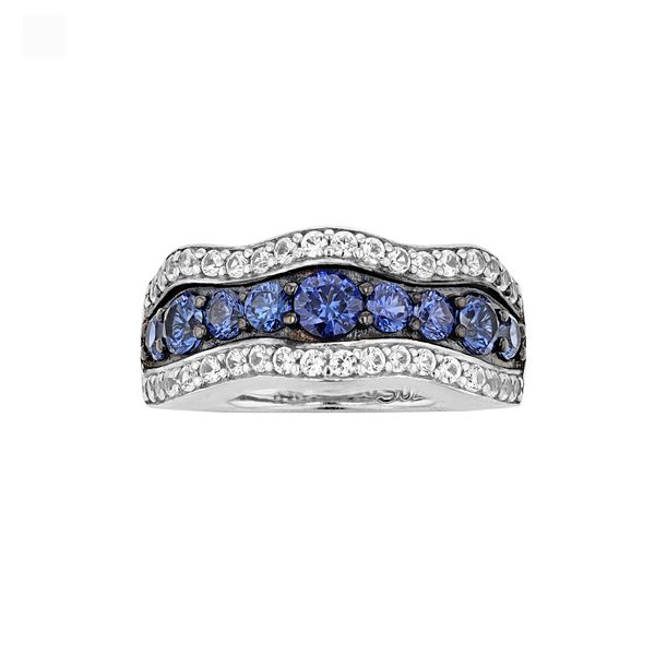 SLNY Sapphire & Diamond Accent in Sterling Silver Wavy Ring