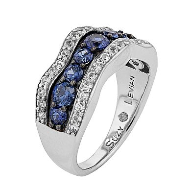 SLNY Sapphire & Diamond Accent in Sterling Silver Wavy Ring