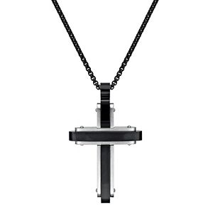 Men's Cross Necklace - Stainless Steel Bible Verse Pendant, 20+2 Inch Chain, Silver/Gold/Black Options