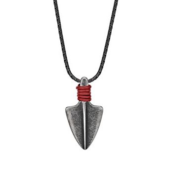 Men's LYNX Gray Ion Plated Stainless Steel Arrow Head Pendant Necklace