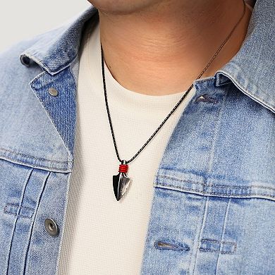 Men's LYNX Gray Ion Plated Stainless Steel Arrow Head Pendant Necklace