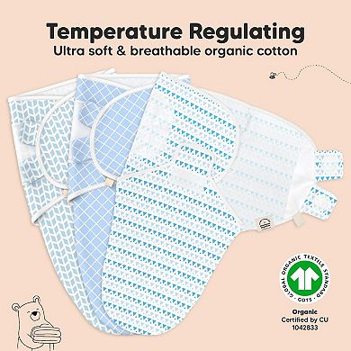 KeaBabies 3pk Soothe Baby Swaddle, Organic Baby Swaddle Sleep Sacks, Newborn, Infant