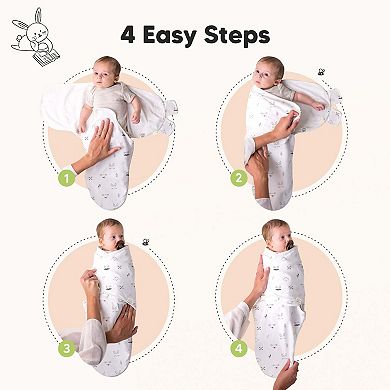 KeaBabies 3pk Soothe Baby Swaddle, Organic Baby Swaddle Sleep Sacks, Newborn, Infant