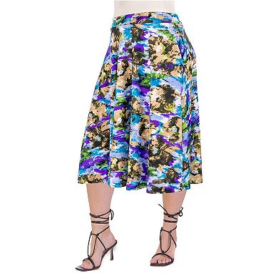 Plus Size 24seven Comfort Apparel Pleated Midi Skirt