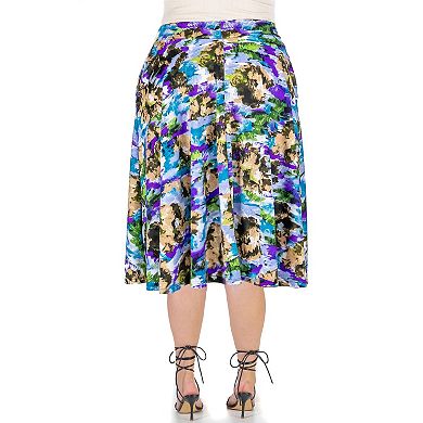 Plus Size 24seven Comfort Apparel Pleated Midi Skirt