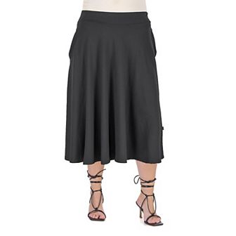 Plus Size 24seven Comfort Apparel Pleated Midi Skirt