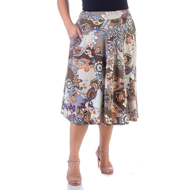 Plus Size 24seven Comfort Apparel Pleated Midi Skirt, Womens, Size: 1XL, B