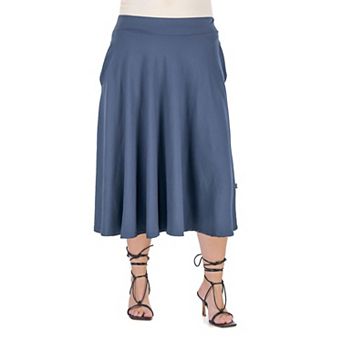 Plus Size 24seven Comfort Apparel Pleated Midi Skirt