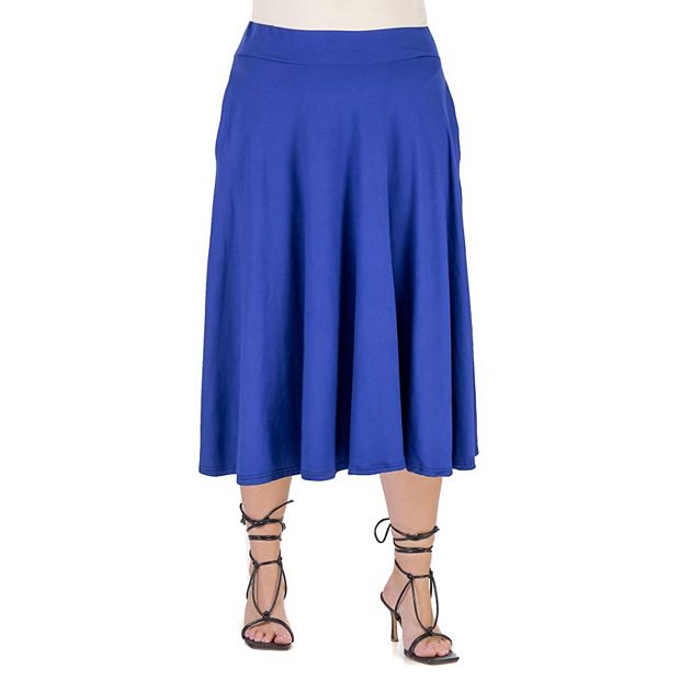 Plus Size 24seven Comfort Apparel Pleated Midi Skirt