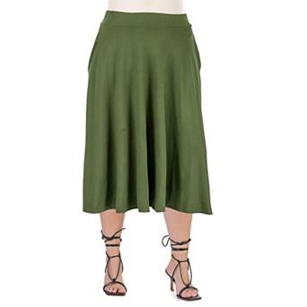 Plus Size 24seven Comfort Apparel Pleated Midi Skirt