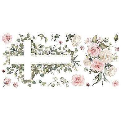 RoomMates Watercolor Floral Cross Peel & Stick Wall Decal