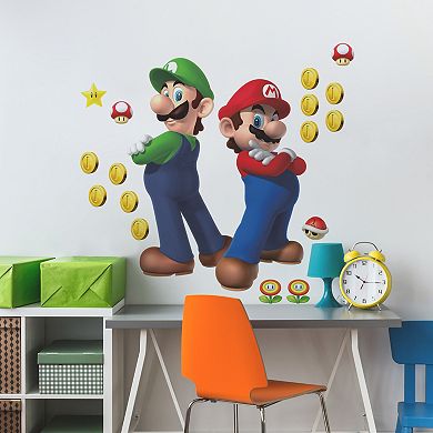 RoomMates Super Mario Luigi & Mario Giant Peel & Stick Wall Decals