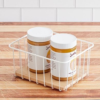 iDesign Wire & Paulownia Wood Pantry Bin