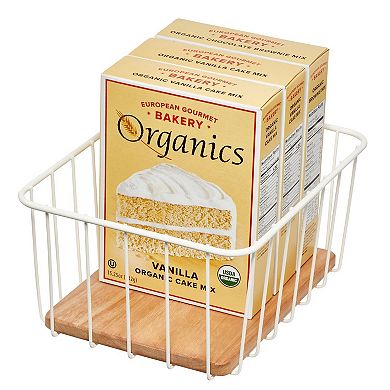 iDesign Wire & Paulownia Wood Pantry Bin