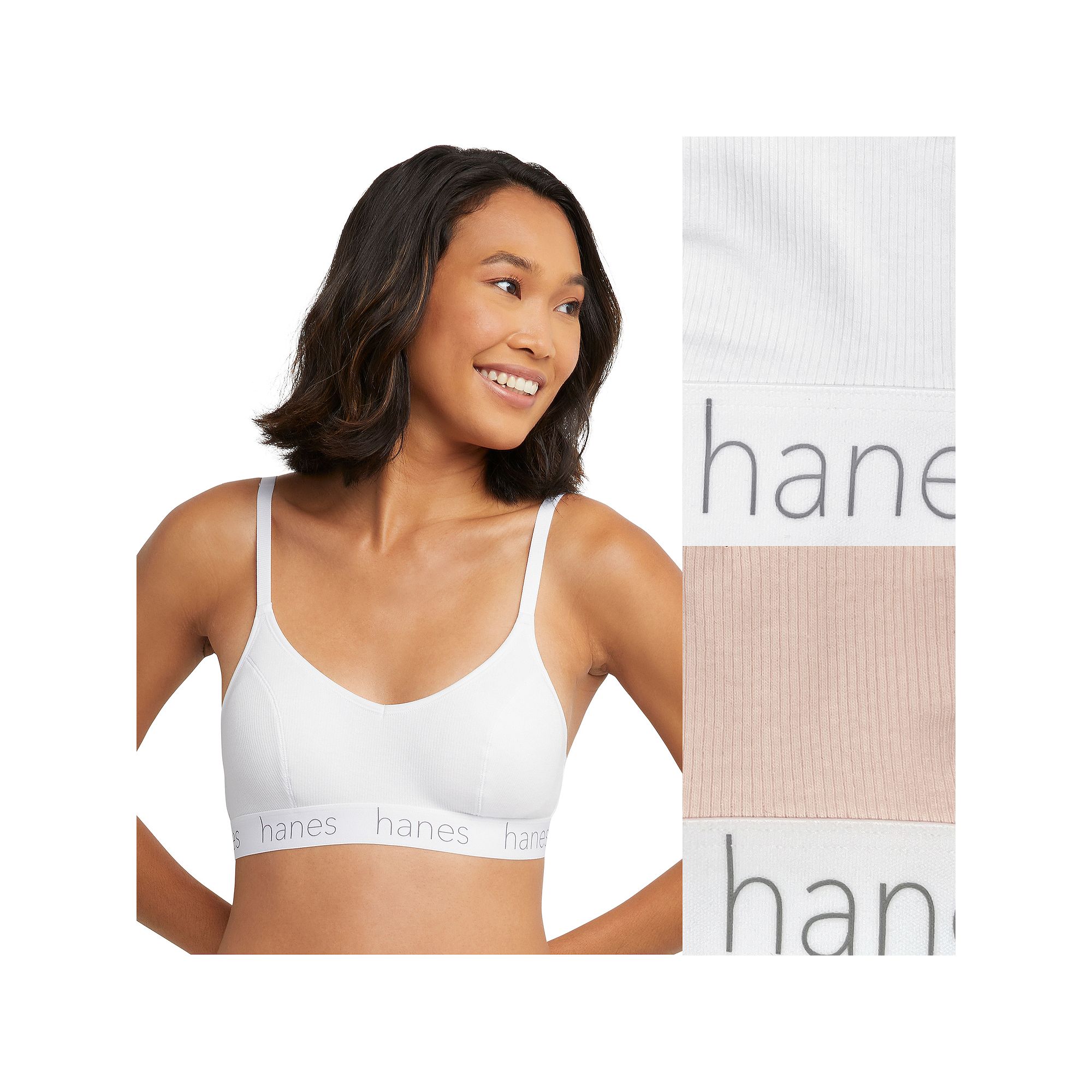 Hanes Originals Ultimate 2-Pack Stretch Cotton Triangle Bralette DHO101, Wo