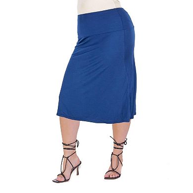 Plus Size 24seven Comfort Apparel Straight Midi Skirt