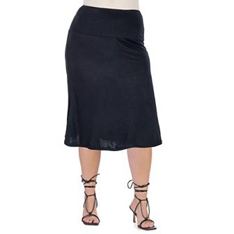 Plus Size 24seven Comfort Apparel Straight Midi Skirt