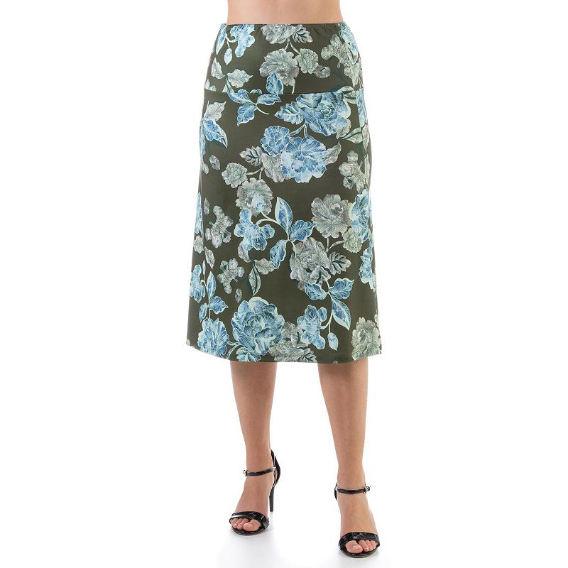 Plus Size 24seven Comfort Apparel Straight Midi Skirt, Womens, Size: 1XL, 