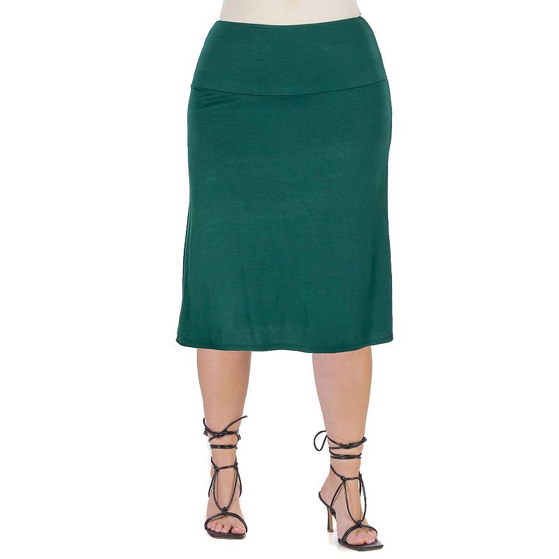 61222695 Plus Size 24seven Comfort Apparel Straight Midi Sk sku 61222695