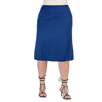 Plus Size 24seven Comfort Apparel Straight Midi Skirt