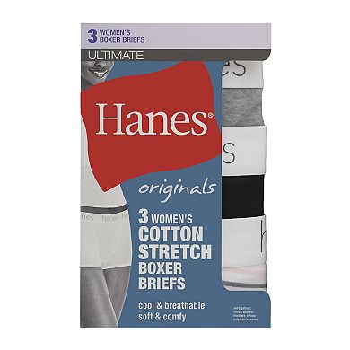 Women&rsquo;s Hanes Ultimate Originals 3-Pack Cotton Stretch Boxer Brief Underwear 45UOBB
