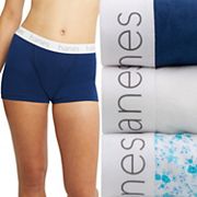 Women's Hanes 45UOBB Cotton Blend Boxer Brief Panty - 3 Pack (Black/White/Shelton  S) 