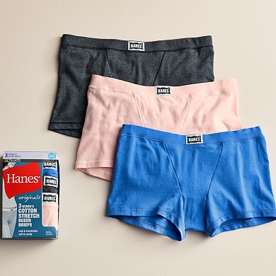 Women&rsquo;s Hanes Ultimate Originals 3-Pack Stretch Cotton Boxer Brief Underwear 45VOBB