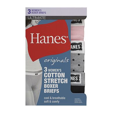 Women’s Hanes® Originals Ultimate® 3-Pack Stretch Cotton Boxer Brief ...