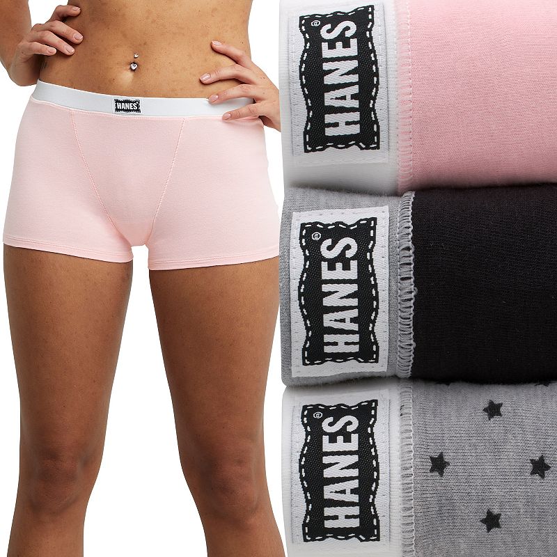 Hanes Originals Ultimate 3-Pack Vintage Stretch Cotton Boxer Brief Underwear 45VOBB, Women's, Size: Medium, Print Flow