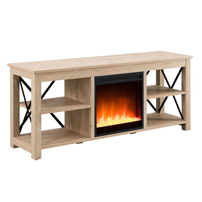 Finley & Sloane Sawyer Electric Fireplace TV Stand, Brown