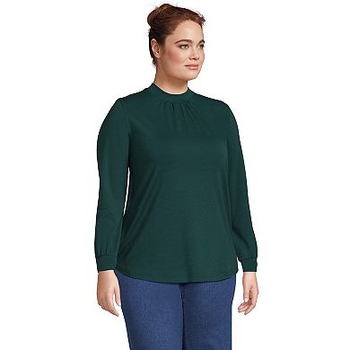 Plus Size Lands' End Gathered Mockneck Top