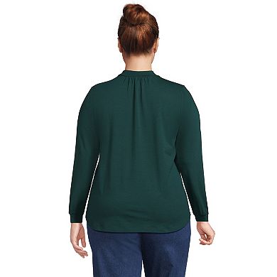 Plus Size Lands' End Gathered Mockneck Top