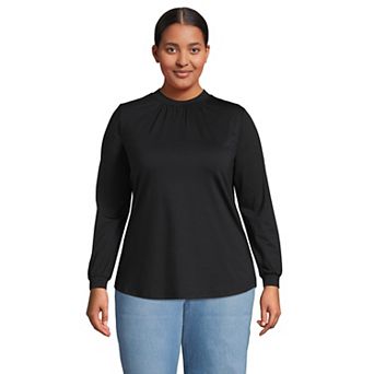 Plus Size Lands' End Gathered Mockneck Top