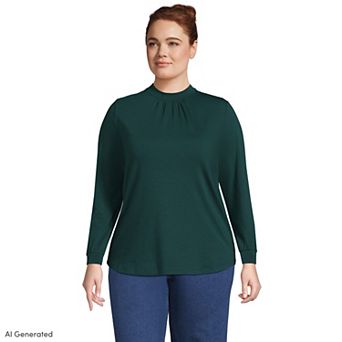 Plus Size Lands' End Gathered Mockneck Top