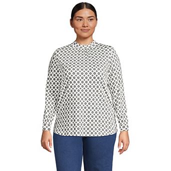 Plus Size Lands' End Gathered Mockneck Top