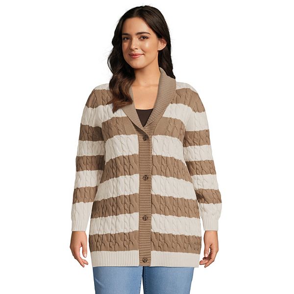 Plus Size Lands' End Drifter ShawlCollar Cardigan Sweater