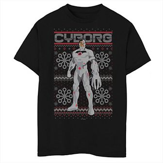 Boys 8-20 DC Comics Justice League Cyborg Christmas Ugly Sweater Graphic Tee