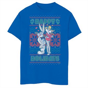 Boys 8-20 Looney Tunes Happy Holidays Bugs Bunny Lola Graphic Tee