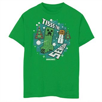 Boys 8-20 Minecraft Christmas Season Snowman Creeper Graphic Tee