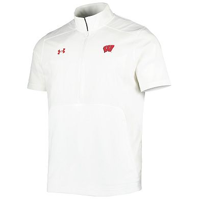 Men's Under Armour White Wisconsin Badgers Motivate 2.0 Half-Zip Jacket