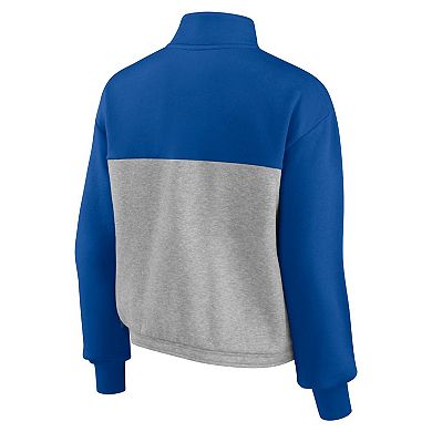 Women's Fanatics Branded Royal/Heathered Gray Florida Gators Sideline to Sideline Colorblock Quarter-Zip Jacket