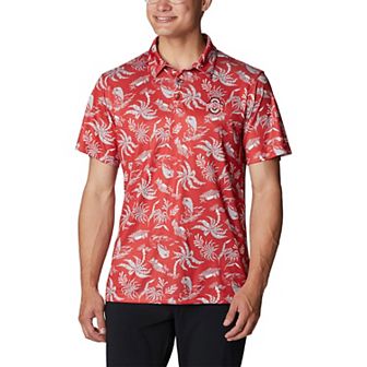 Men's Columbia Scarlet Ohio State Buckeyes Super Terminal Tackle Omni-Shade Polo