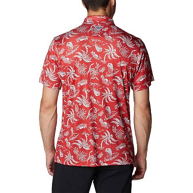 Men's Columbia Scarlet Ohio State Buckeyes Super Terminal Tackle Omni-Shade Polo