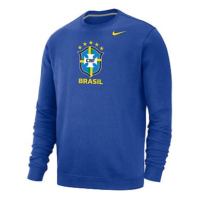 Men's Nike Royal Brazil National Team Fleece Pullover Sweatshirt