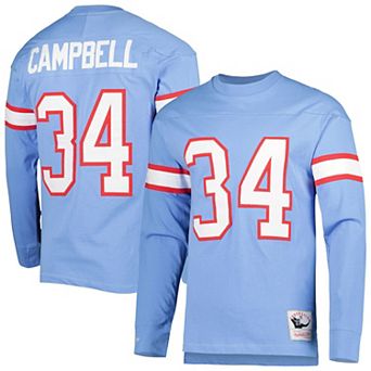 Men's Mitchell & Ness Earl Campbell Light Blue Houston Oilers 1984 Retired Player Name & Number Long Sleeve T-Shirt