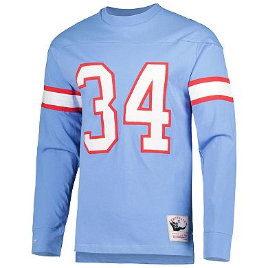 Men's Mitchell & Ness Earl Campbell Light Blue Houston Oilers 1984 Retired Player Name & Number Long Sleeve T-Shirt