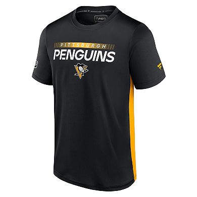 Men's Fanatics Branded Black/Gold Pittsburgh Penguins Authentic Pro Rink Tech T-Shirt